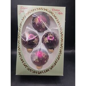 Christmas By Krebs Elegant Glass Purple Christmas Ornaments Crowns Black Cherry